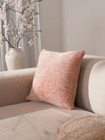 Housse de coussin en chenille douce vieux rose Beckett, 100 % polyester, Vieux rose, larg. 45 x long. 45 cm