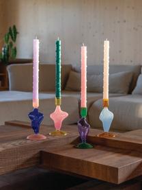 Candelabro in vetro Flux, Vetro, Azzurro, arancione, Ø 8 x Alt. 17 cm