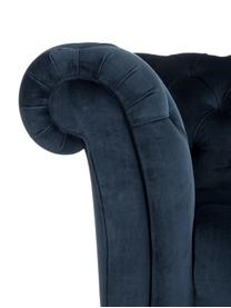 Fluwelen chesterfield bank Gladis (3-zits) in donkerblauw, Bekleding: 100% polyester, Poten: gelakt eikenhout, Frame: houten basisframe, Fluweel donkerblauw, B 230 cm x H 74 cm