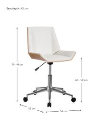 Silla giratoria de oficina en cuero sintético Clar, regulable en altura, Tapizado: cuero sintético (poliuret, Estructura: aglomerado, Patas: metal, Ruedas: plástico, Blanco, beige, An 54 x F 52