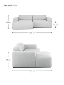 Sofa narożna Melva (3-osobowa), Tapicerka: poliester Dzięki tkaninie, Nogi: lite drewno bukowe, lakie, Jasny szary, S 240 x G 144 cm