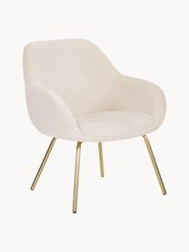 Fauteuil cocktail velours Nava, Velours blanc crème, couleur dorée, larg. 72 x prof. 68 cm