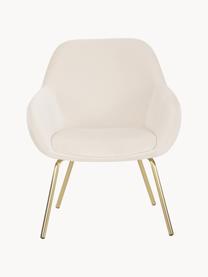 Fauteuil cocktail velours Nava, Velours blanc crème, couleur dorée, larg. 72 x prof. 68 cm