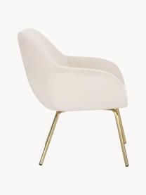 Fauteuil cocktail velours Nava, Velours blanc crème, couleur dorée, larg. 72 x prof. 68 cm