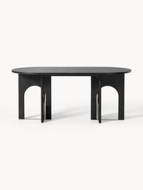 Mesa de comedor ovalada Apollo, tamaños diferentes, Tablero: chapa de roble lacada, Patas: roble lacado, metal Este , Roble, negro pintado, An 200 x F 90 cm