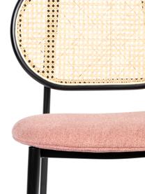 Gestoffeerde stoel Spike met Weens vlechtwerk, Bekleding: 100% polyester, Frame: massief berkenhout, gelak, Poten: gepoedercoat staal, Roze, zwart, beige, B 46 x D 58 cm