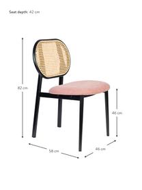 Gestoffeerde stoel Spike met Weens vlechtwerk, Bekleding: 100% polyester, Frame: massief berkenhout, gelak, Poten: gepoedercoat staal, Roze, zwart, beige, B 46 x D 58 cm