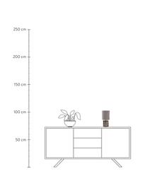 Kleine Samt-Tischlampe Tina in Grau, Lampenschirm: Samt, Lampenfuß: Glas, Dekor: Metall, galvanisiert, Grau, Ø 15 x H 30 cm