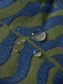 Outdoor stoelkussen Ortun met jacquard patroon, Bekleding: 100% polyacryl, spingever, Donkergroen, donkerblauw, B 40 x L 40 cm