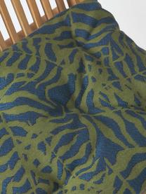 Outdoor stoelkussen Ortun met jacquard patroon, Bekleding: 100% polyacryl, spingever, Donkergroen, donkerblauw, B 40 x L 40 cm