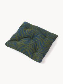 Coussin de chaise d'extérieur imprimé jacquard Ortun, Vert foncé, bleu foncé, larg. 40 x long. 40 cm