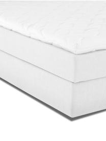 Premium boxspring bed Lacey in lichtgrijs, Matras: 7-zones-pocketverenkern m, Poten: massief gelakt beukenhout, Geweven stof lichtgrijs, 140 x 200 cm