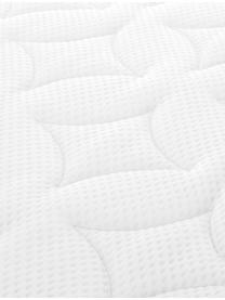 Premium Boxspringbett Lacey in Hellgrau, Matratze: 7-Zonen-Taschenfederkern , Füße: Massives Buchenholz, lack, Webstoff Hellgrau, 140 x 200 cm