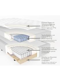 Premium boxspring bed Lacey in lichtgrijs, Matras: 7-zones-pocketverenkern m, Poten: massief gelakt beukenhout, Geweven stof lichtgrijs, 140 x 200 cm