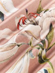 Copripiumino in raso di cotone con stampa floreale Flori, Rosa cipria, multicolore, Larg. 200 x Lung. 200 cm