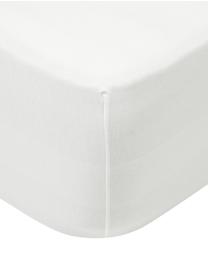 Lenzuolo con angoli topper in jersey-elastan Lara, 95% cotone, 5% elastan, Bianco crema, Larg. 95 x Lung. 200 cm, alt. 15 cm