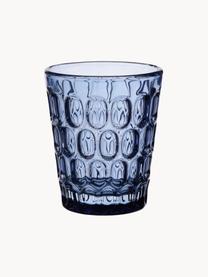 Bicchiere con rilievo Optic 6 pz, Vetro, Blu scuro, trasparente, Ø 9 x Alt. 11 cm, 250 ml