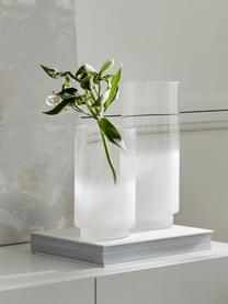 Ručne fúkaná váza s gradientom Milky, V 25 cm, Sklo, Priehľadná, biela, Ø 14 x V 25 cm