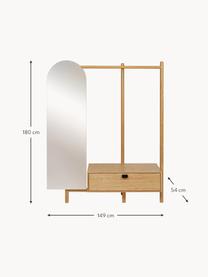 Garderobe Entry van eikenhout met spiegel, Frame: eikenhout, Eikenhout, B 149 x H 180 cm