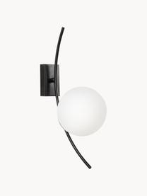 Grote wandlamp Hilal van opaalglas, Lampenkap: opaalglas, Zwart, wit, D 25 x H 44 cm