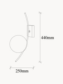 Velké nástěnné svítidlo z opálového skla Hilal, Černá, bílá, H 25 cm, V 44 cm