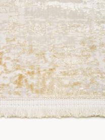 Passatoia effetto lucido con frange Cordoba, Retro: 100% cotone, Tonalità beige, Larg. 80 x Lung. 300 cm