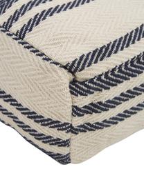 Grand coussin de sol à rayures Puket, Bleu foncé, blanc