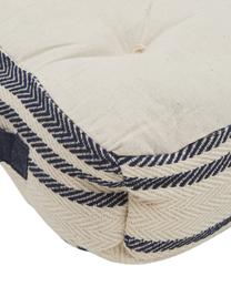 Grand coussin de sol à rayures Puket, Bleu foncé, blanc