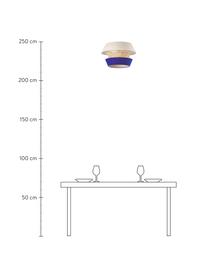 Plafonnier en cannage Klea, Beige clair, bleu foncé, Ø 45 x haut. 30 cm