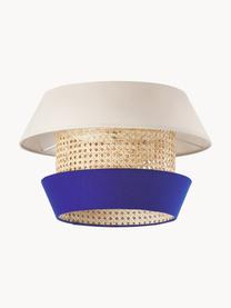 Plafonnier en cannage Klea, Beige clair, bleu foncé, Ø 45 x haut. 30 cm