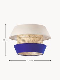 Lampada da soffitto in intreccio viennese Klea, Paralume: bambù, tessuto, Baldacchino: metallo verniciato a polv, Beige chiaro, blu elettrico, Ø 45 x Alt. 30 cm