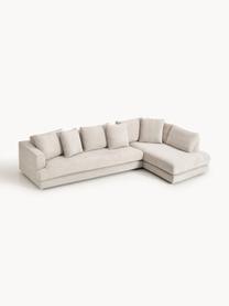 Sofa narożna XL Tribeca, Tapicerka: 100% poliester Dzięki tka, Stelaż: drewno bukowe, drewno sos, Nogi: drewno sosnowe Ten produk, Jasnobeżowa tkanina, S 326 x G 192 cm, prawostronna