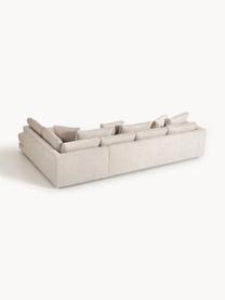 Sofa narożna XL Tribeca, Tapicerka: 100% poliester Dzięki tka, Stelaż: drewno bukowe, drewno sos, Nogi: drewno sosnowe Ten produk, Jasnobeżowa tkanina, S 326 x G 192 cm, prawostronna