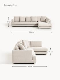 XL Ecksofa Tribeca, Bezug: 100 % Polyester Der strap, Gestell: Buchenholz, Kiefernholz, , Füße: Kiefernholz Dieses Produk, Webstoff Hellbeige, B 326 x T 192 cm, Eckteil rechts