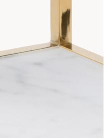 Pomocný stolík s mramorovanou sklenenou doskou Aruba, Biela so vzhľadom mramoru, odtiene zlatej, Š 40 x V 51 cm