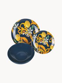 Súprava tanierov s farebným dizajnom Italian Beauty, 6 osôb (18 dielov), Porcelán, Biela, žltá a modrá, 6 osoby (18 dielov)