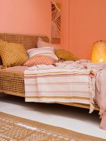 Gestreepte bedsprei Juarez van katoen, 100% katoen, Crèmekleurig, geel, roze, B 180 x L 260 cm (voor bedden tot 140 x 200)