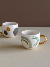 Bemalte Tasse Bounce mit goldenem Griff, Steingut, Mehrfarbig, Ø 11 x H 9 cm