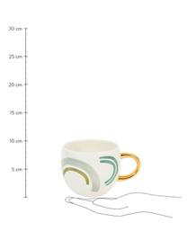 Bemalte Tasse Bounce mit goldenem Griff, Steingut, Mehrfarbig, Ø 11 x H 9 cm