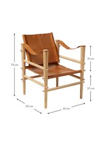 Fauteuil en cuir avec structure en bambou Noble, Bambou, brun clair