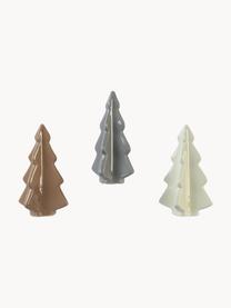 Porseleinen kerstfiguren Dash in de vorm van een dennenboom, set van 3, Porselein, Grijs, bruin, crèmewit, B 5 x H 12 cm