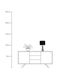 Samt-Tischlampe Extravaganza in Schwarz, Lampenschirm: Baumwollsamt, Lampenfuß: Baumwollsamt, Dekor: Metall, beschichtet, Schwarz, Ø 25 x H 47 cm