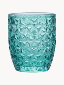 Verres à eau à embossage décoratif Bicchieri, 6 élém., Verre, Tons turquoise et bleus, transparent, Ø 9 x haut. 10 cm, 350 ml