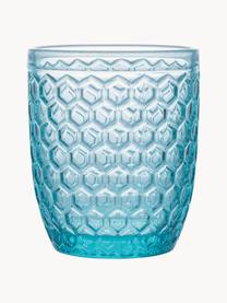 Verres à eau à embossage décoratif Bicchieri, 6 élém., Verre, Tons turquoise et bleus, transparent, Ø 9 x haut. 10 cm, 350 ml