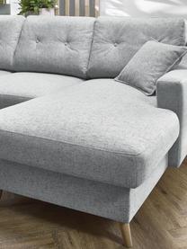 Sofa narożna z funkcją spania i miejscem do przechowywania Sweden, Tapicerka: poliester, Nogi: drewno naturalne, Szary, S 224 x G 149 cm