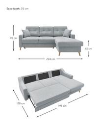 Sofa narożna z funkcją spania i miejscem do przechowywania Sweden, Tapicerka: poliester, Nogi: drewno naturalne, Szary, S 224 x G 149 cm