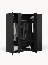 Modularer Eck-Kleiderschrank Leon, 165 cm Breite, mehrere Varianten, Korpus: Spanplatte, melaminbeschi, Schwarz, Basic Interior, B 165 x H 200 cm, mit Eckmodul