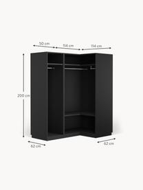 Armoire d'angle modulaire Leon, larg. 165 cm, plusieurs variantes, Noir, Basic Interior : larg. 165 x haut. 200 cm, avec module d'angle