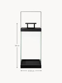 Große Laterne Finca, Gestell: Metall, beschichtet, Schwarz, Transparent, Ø 20 x H 58 cm