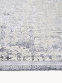 Schimmernder Niederflor-Teppich Cordoba mit Fransen, Flor: 70 % Acryl, 30 % Viskose, Graublautöne, B 80 x L 150 cm (Größe XS)
